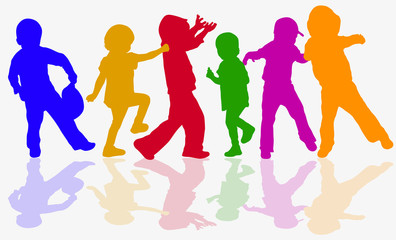 Dancing children silhouettes