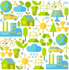 Seamless background with ecology icons