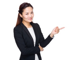 Businesswoman with finger point out