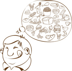 Fat Man Dreaming for Food