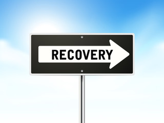 recovery on black road sign