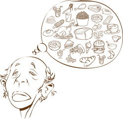 Hunger Man Dreaming for Food