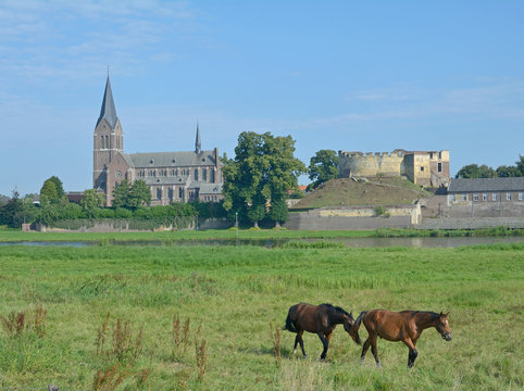 Kessel an der Maas in Limburg mit Ruine Keverberg