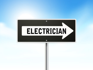 electrician on black road sign