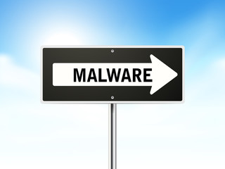 malware on black road sign