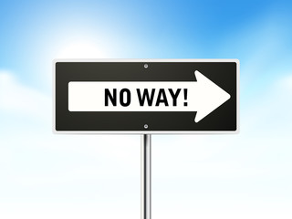 no way on black road sign