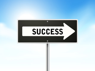 success on black road sign