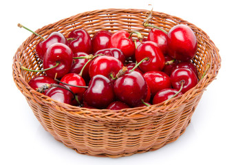 Fototapeta na wymiar Fresh cherries in a basket