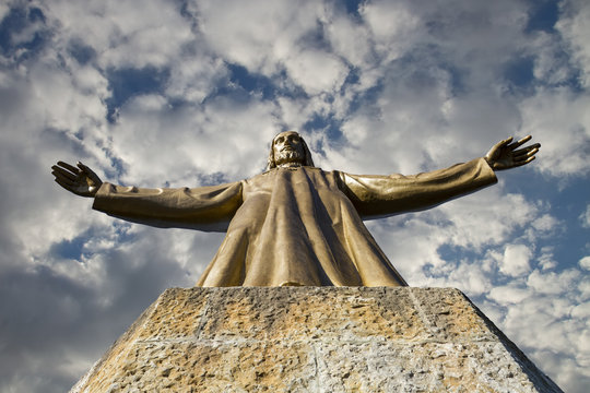 Tibidabo. Jesus Statue In Barcelona
