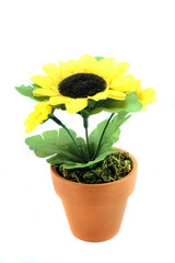 Fake sunflower in the vase