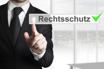 anwalt drückt touchscreen Knopf Rechtsschutz Banner