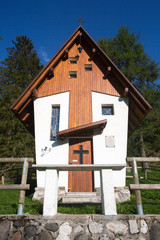 Small cute little church in the Dolomites