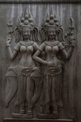 Fototapeta na wymiar cambodian carving in the stone