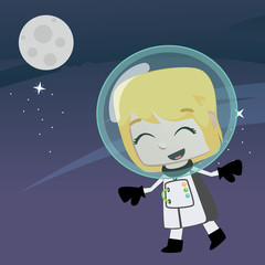 astronaut vector girl flying in the space © baluchis