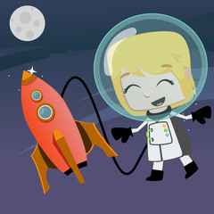 astronaut vector girl flying in the space © baluchis