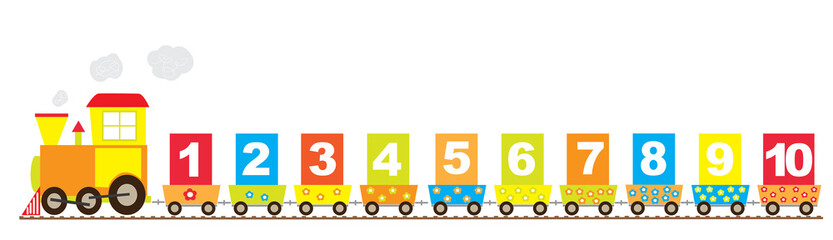 1-10 numbers, math train- vectors for children