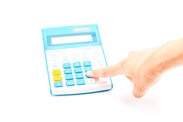 Concept of business hand and calculator.