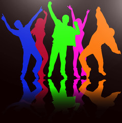 Dancing people silhouettes