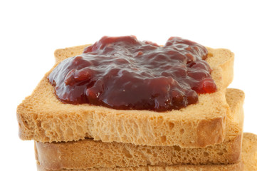 golden rusk and raspberry jam