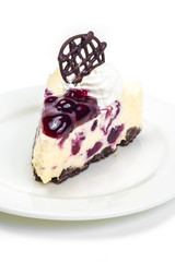 Blueberry cheese mousse in white background
