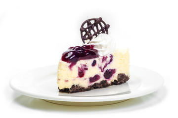 Blueberry cheese mousse in white background