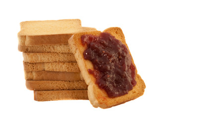 golden rusk and raspberry jam