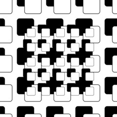 Abstract seamless pattern of black and white squares