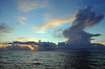 Early morning sunrise over Miami Beach skyline