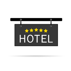 hotel signboard with five star vector illustration