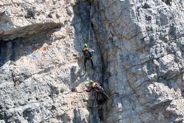 Rescue in the mountain of Dolomites