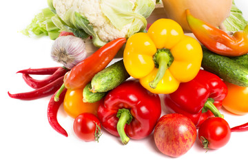 Composition with vegetables isolated on white