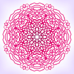 Pink hand drawn mandala.