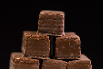 Chocolate Waffles on black background