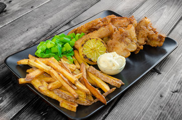 Fish and chips with homemade mayonnaise