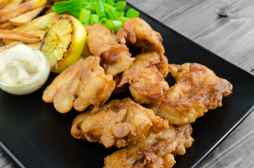 Fish and chips with homemade mayonnaise