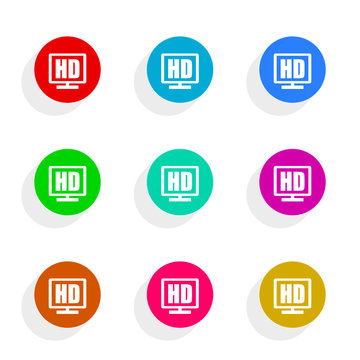 hd display flat icon vector set