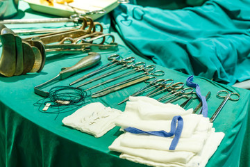 Surgical instruments in a hospital.