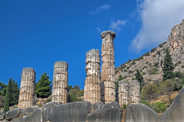 Temple of Apollo at Delphi oracle archaeological site in Greece