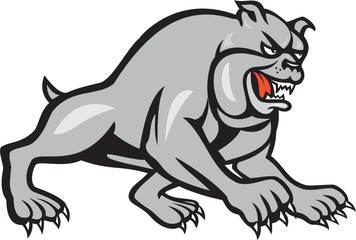 Fototapeta premium Bulldog Dog Mongrel Prowling Cartoon