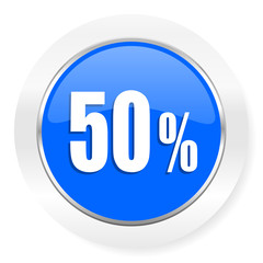50 percent blue glossy web icon