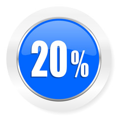 20 percent blue glossy web icon