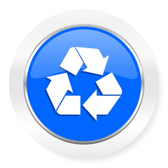 recycle blue glossy web icon