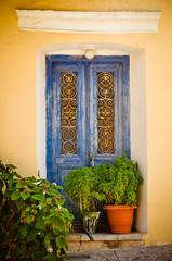 Ornamental blue doors, Samos, Greece