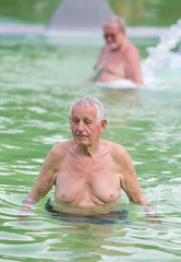 Fototapeta premium Old man in the pool