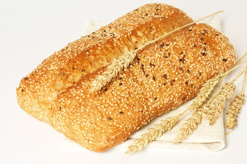 Bread with linen seeds and sesame.