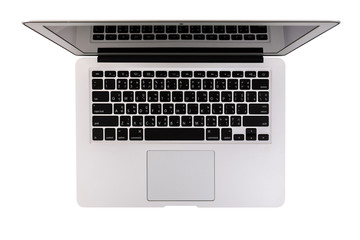 Fototapeta na wymiar Top view of modern laptop