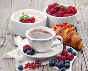 Morning breakfast with coffee