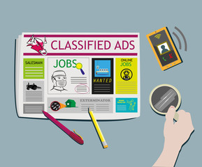 Reading Classified Ads to search for a Job vector