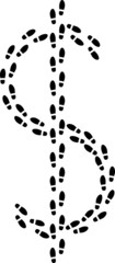 symbol of dollar with footprints
