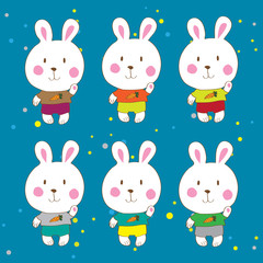 Funny bunnies on a white background Vector characters.